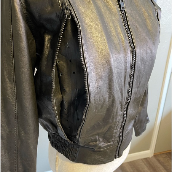 Metro 1 by Superior Vintage Black Leather Bomber Jacket Coat - Picture 7 of 15